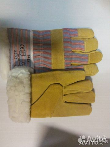 Продам спилковые комбинированные рабочие перчатки. Спилковые