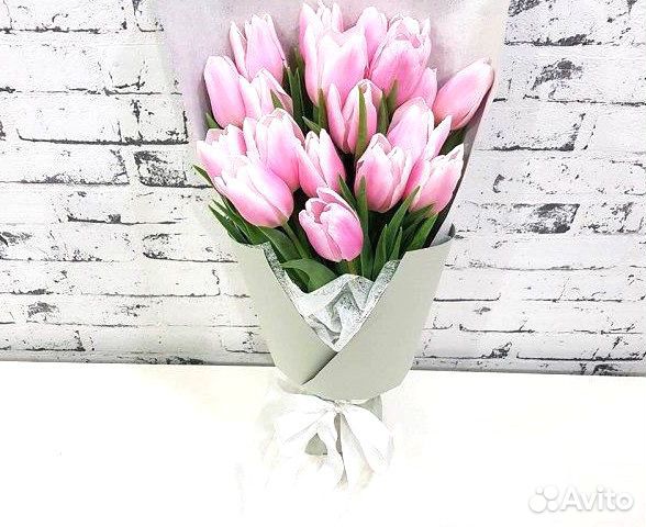 17 розовых тюльпанов с доставкой за час + 2 подарк купить на Зозу.ру - фотография № 1