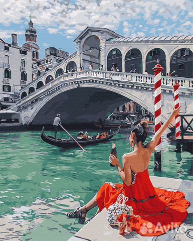 Картины по номерам одинокая брюнетка В венеции ZX
