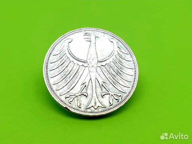 5 марок deutsche mark 1958 г. фрг Серебро