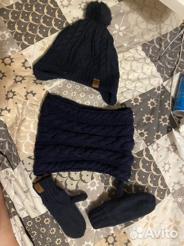 Комплект шапка, шарф и варежки 98 104
