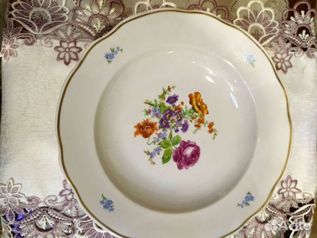 Набор тарелок ссср. Дулево. Тарелки обеденные глуб