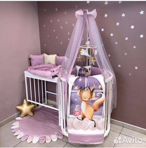 Круглая кроватка трансформер 8в1 из бука