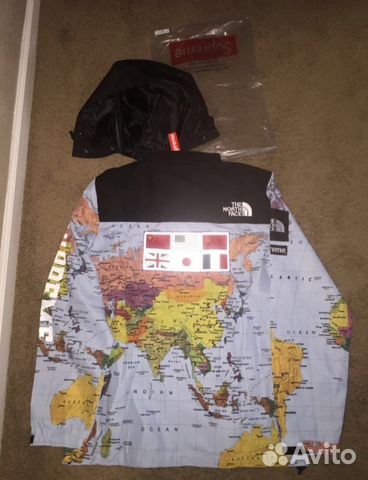 supreme x north face world map