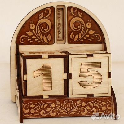 Вечный календарь Узор 10*9*9 см. береста