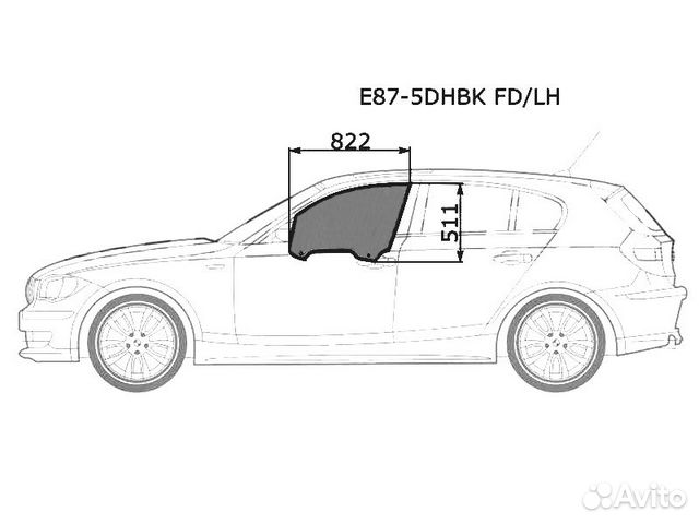 Боковое переднее стекло на а/м BMW E87