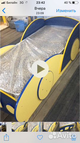 Детская кровать автомобиль с артопедическим матрас