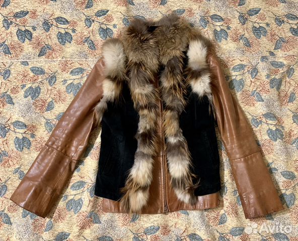 Жилетка натуральная замша и мех лисы + куртка кожа Жилетка натуральная замша и мех лисы + куртка кожа