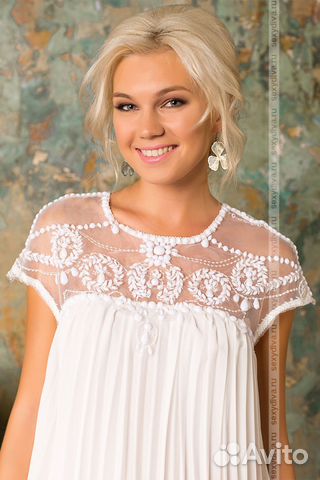 Белое платье из шифона, платье на регистрацию Белое платье из шифона, платье на регистрацию