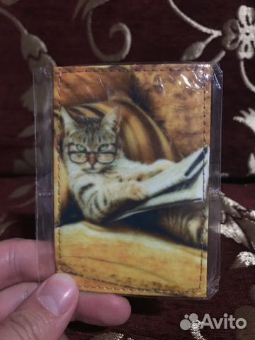 Обложка для карты, проездного кошка в очках