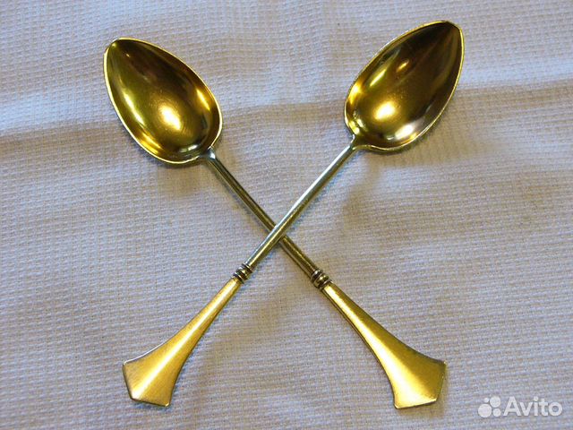 Серебряная чайная ложка 875 проба в золоте СССР