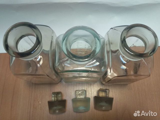 Банка флакон с притертой пробкой стеклянная Банка флакон с притертой пробкой стеклянная