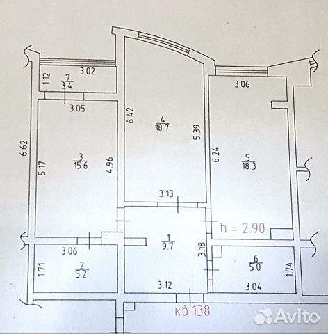 2-к квартира, 75.9 м², 8/12 эт.