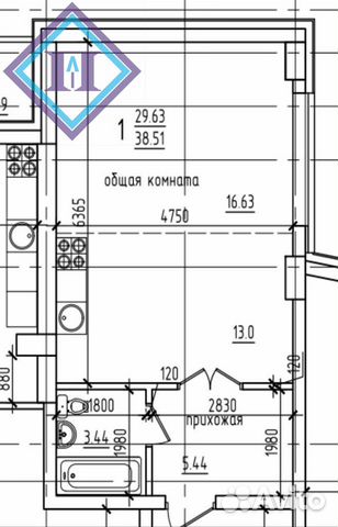 1-к квартира, 38 м², 9/11 эт. 1-к квартира, 38 м², 9/11 эт.