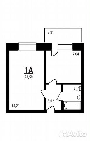 1-к квартира, 28.6 м², 2/5 эт.