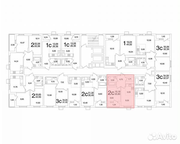 2-к квартира, 35.8 м², 25/26 эт.