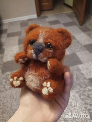 Мишка из сваленной шерсти