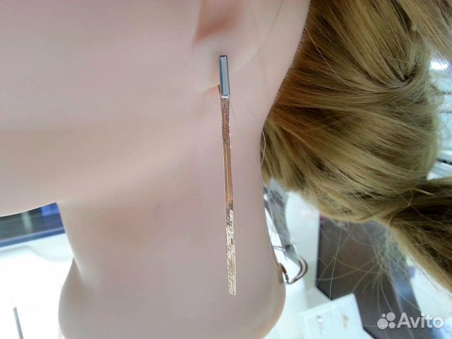 Золотые серьги цепи - Длинные без камней, пр. 585 Золотые серьги цепи - Длинные без камней, пр. 585