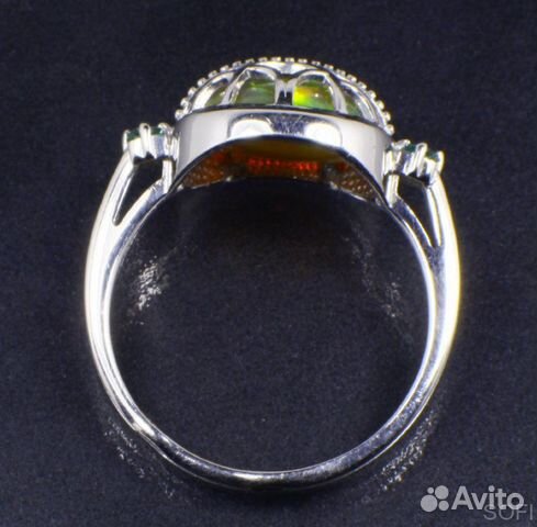 Серебряное кольцо с опалом и фианитом натуральным