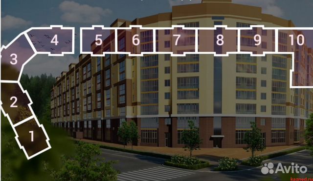 2-к квартира, 64 м², 3/10 эт.