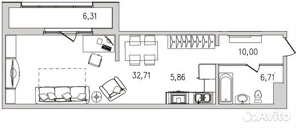 1-к квартира, 61.6 м², 6/24 эт. 1-к квартира, 61.6 м², 6/24 эт.