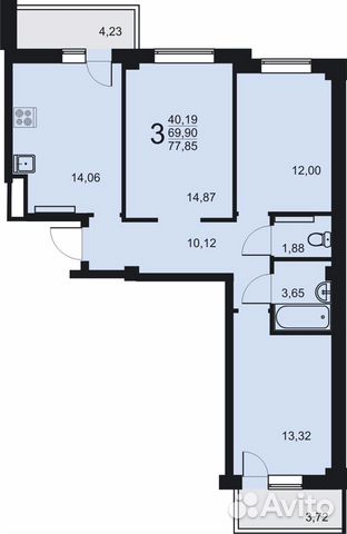 3-к квартира, 78 м², 4/14 эт. 3-к квартира, 78 м², 4/14 эт.