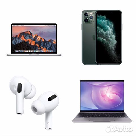 MacBook, iPhone 11 Pro, Air pods Pro, Huawei MateB