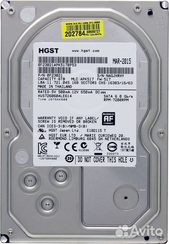 Жесткий диск hgst 6 TB HUS726060ALE614