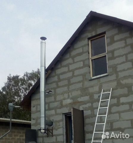 Печь Локомотив 120 + дымоход через стену