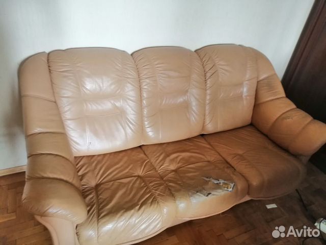 2а Кожанных кресло и диван