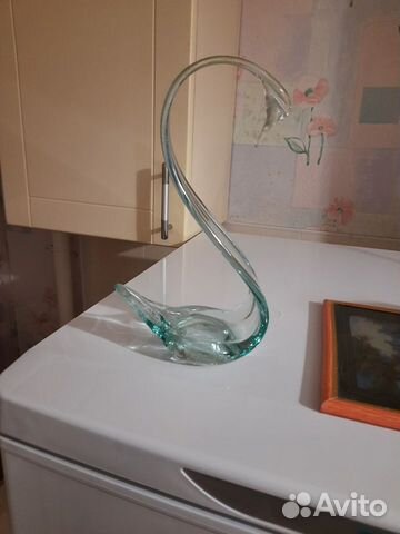 Статуэтка лебедь цветное стекло СССР пепельница