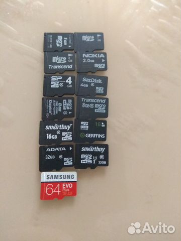 Карта памяти MicroSD разной памяти