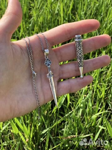 Кулон кинжал открывающийся с цепочкой