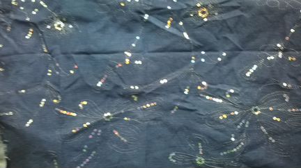 Отрез джинсовой ткани стрейч,с пайетками