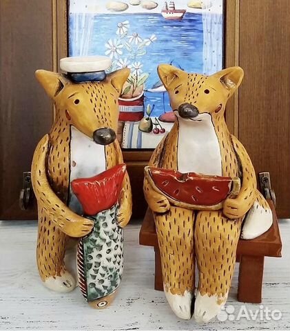 Лисы керамика сувенир лиса