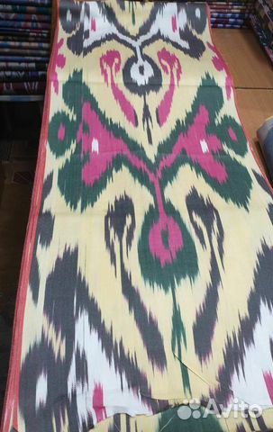 Узбекский шелковый бархат Бахмаль. Шелковый икат