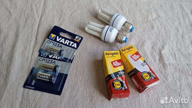 Новые лампочки и батарейки CR123A