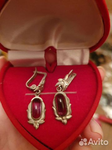 Серьги из мельхиора и аметиста СССР Винтаж