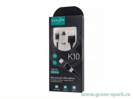 Кабель USB vixion (K10) Lightning/micro/type-c 1м