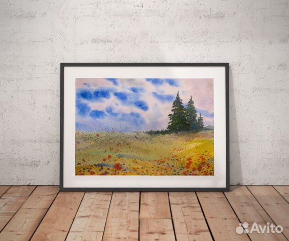 Картина акварель Летний пейзаж 30*40