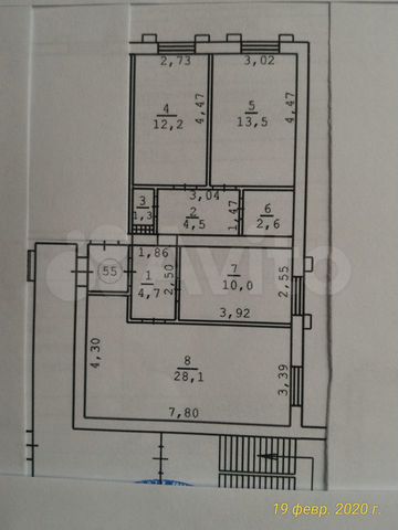 3-к. квартира, 76,9 м², 7/9 эт.