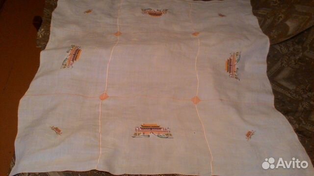 Скатерть старинная батистовая с пагодами