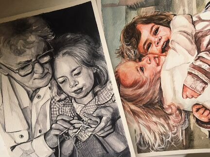 Портрет по фото акварелью