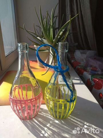 Бутылки стеклянные в оплётке