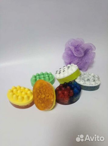 Мыло ручной работы с люфой и овсяными хлопьями