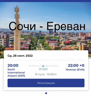 Продам билет на самолет Сочи -Ереван