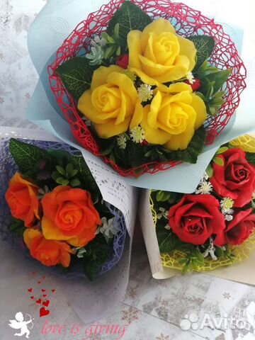 Цветы из мыла, букеты, ручная работа