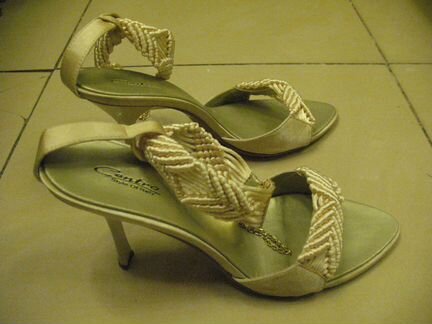 Обалденные золотистые босоножки, плетение макраме