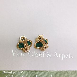 Серьги золото 750 пробы и малахит Van Cleef