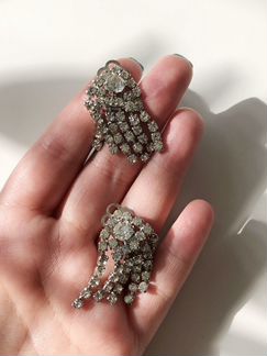 Винтажные американские клипсы с кристаллами